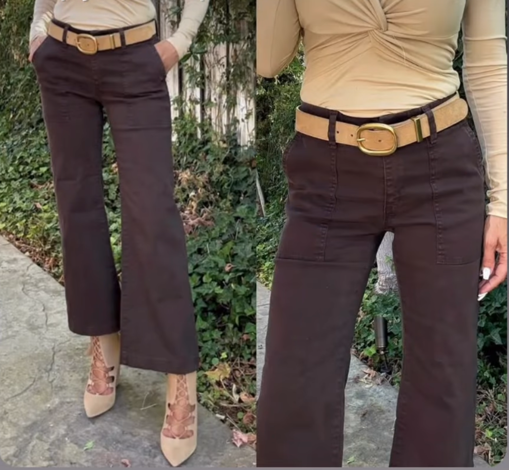High-Rise Chocolate Brown Wide-Leg Pants with Pockets – Ellen Jane Boutique