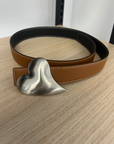 Women’s Leather Belt with Statement Buckles (Heart, Star, Love)