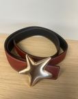 Women’s Leather Belt with Statement Buckles (Heart, Star, Love)